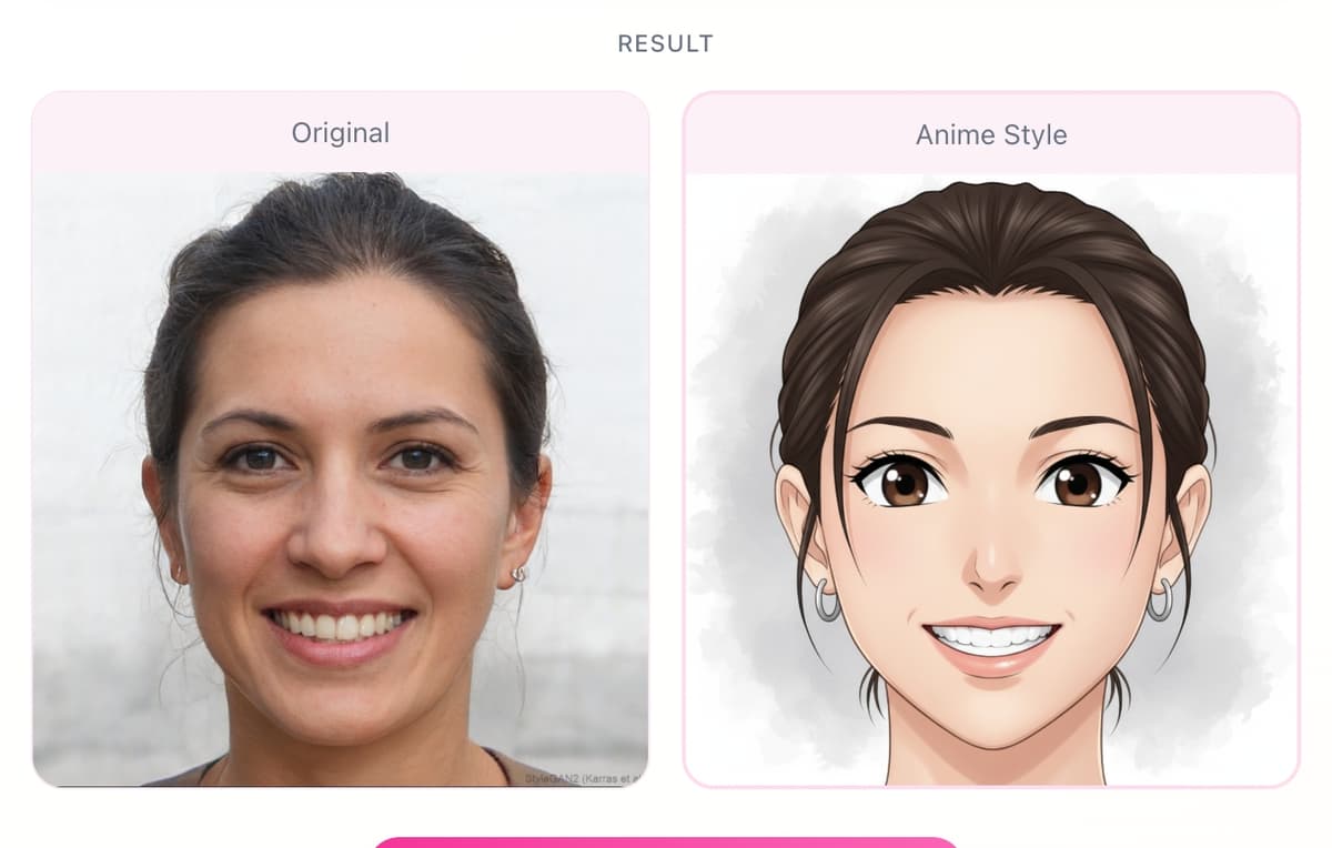 Photo to cartoon anime before and after example