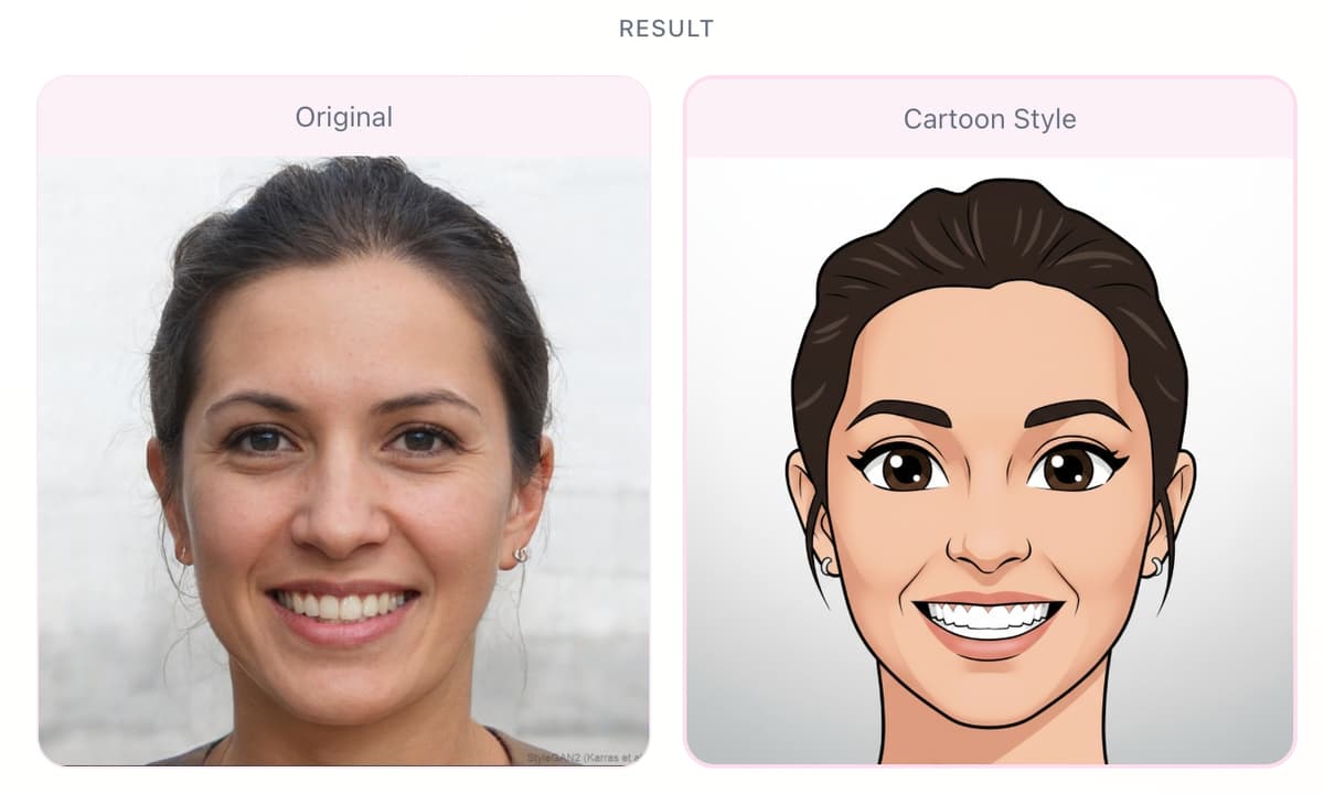 Photo to cartoon cartoon before and after example