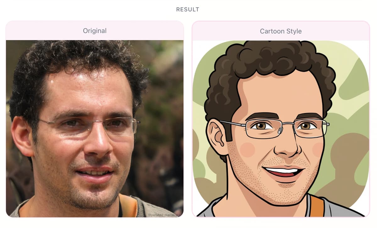 Photo to cartoon cartoon before and after example